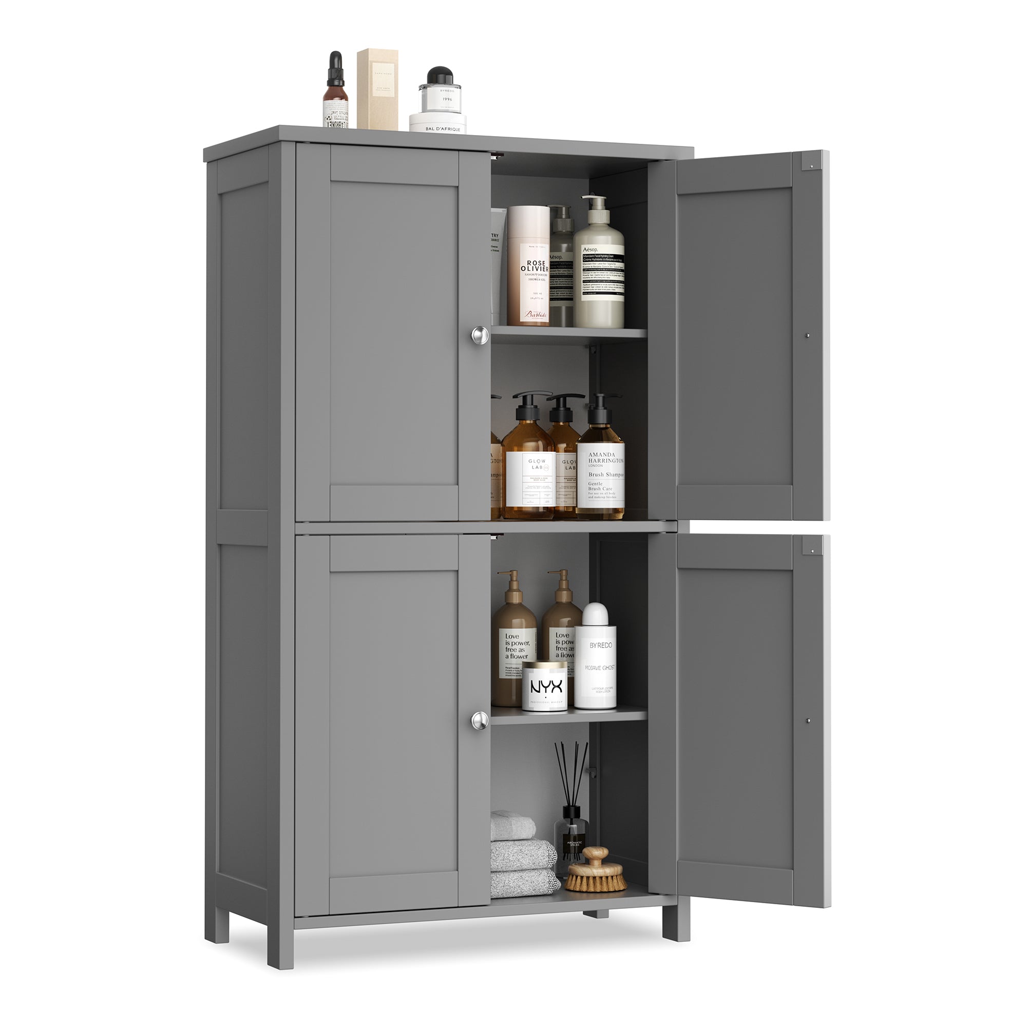 Vongrasig 42.6" Bathroom Storage Cabinet, Modern Floor Cabinet with Doors and Adjustable Shelves, Freestanding Accent Organizer Cupboard for Living Room, Entryway, Kitchen