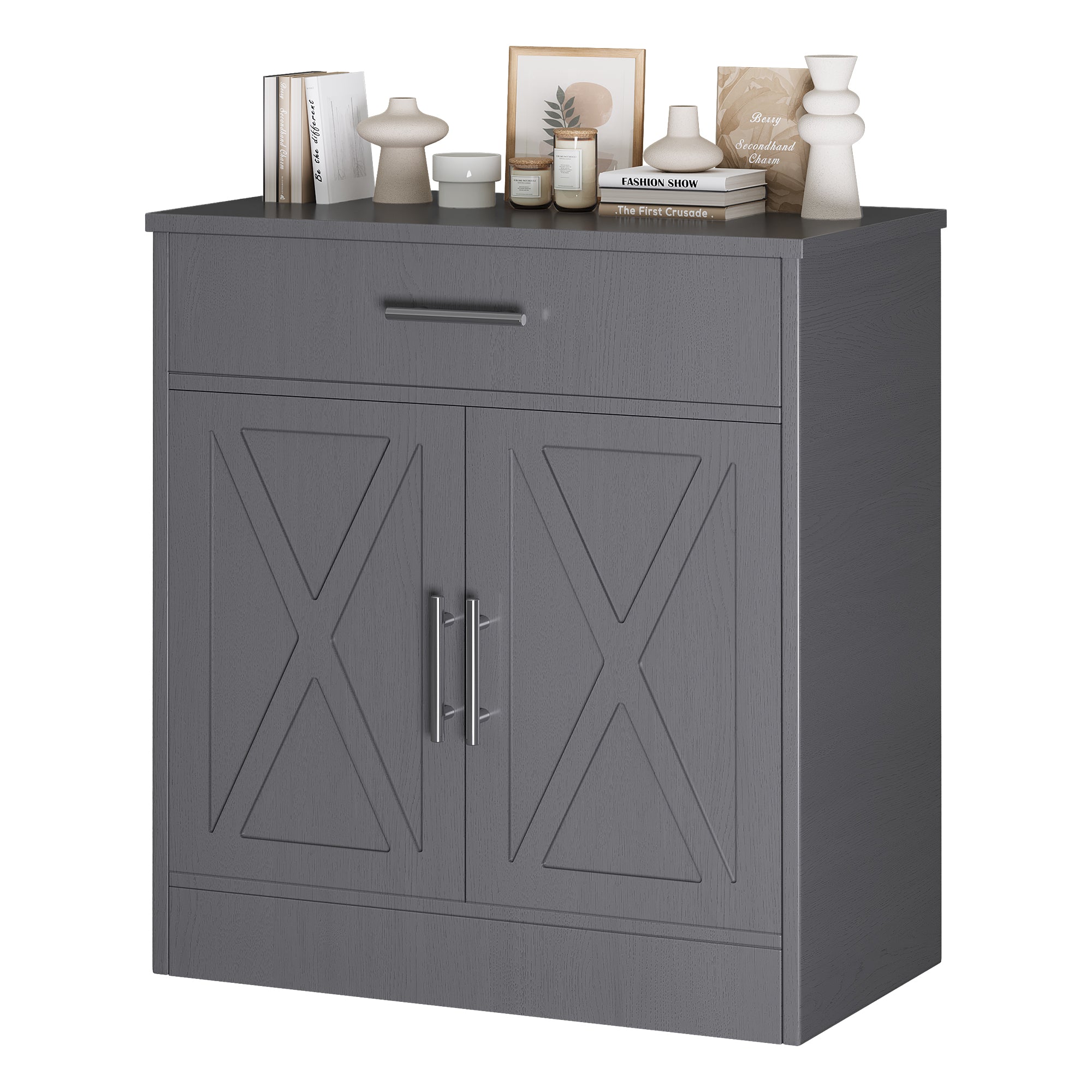 Vongrasig Farmhouse Coffee Bar Cabinet, Small Sideboard Buffet with Storage, Modern Kitchen Storage Cabinet with 1 Drawer and 2 Doors for Kitchen, Dining Room