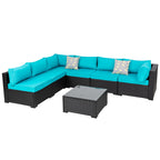 Vongrasig Patio Furniture 7 Pieces Outdoor Sectional Sofa Set, Black Wicker