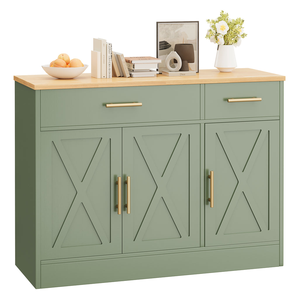 Vongrasig 43” Coffee Bar Cabinet, Farmhouse Buffet Cabinet with Storage, Sideboard Buffet with Drawers and Shelves for Kitchen