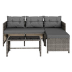 Vongrasig 3 Pieces Patio Furniture Sets, All-Weather Wicker Outdoor Sofa Couch Sectional Set, Small Conversation Set for Patio, Garden w/Cushion, Glass Table