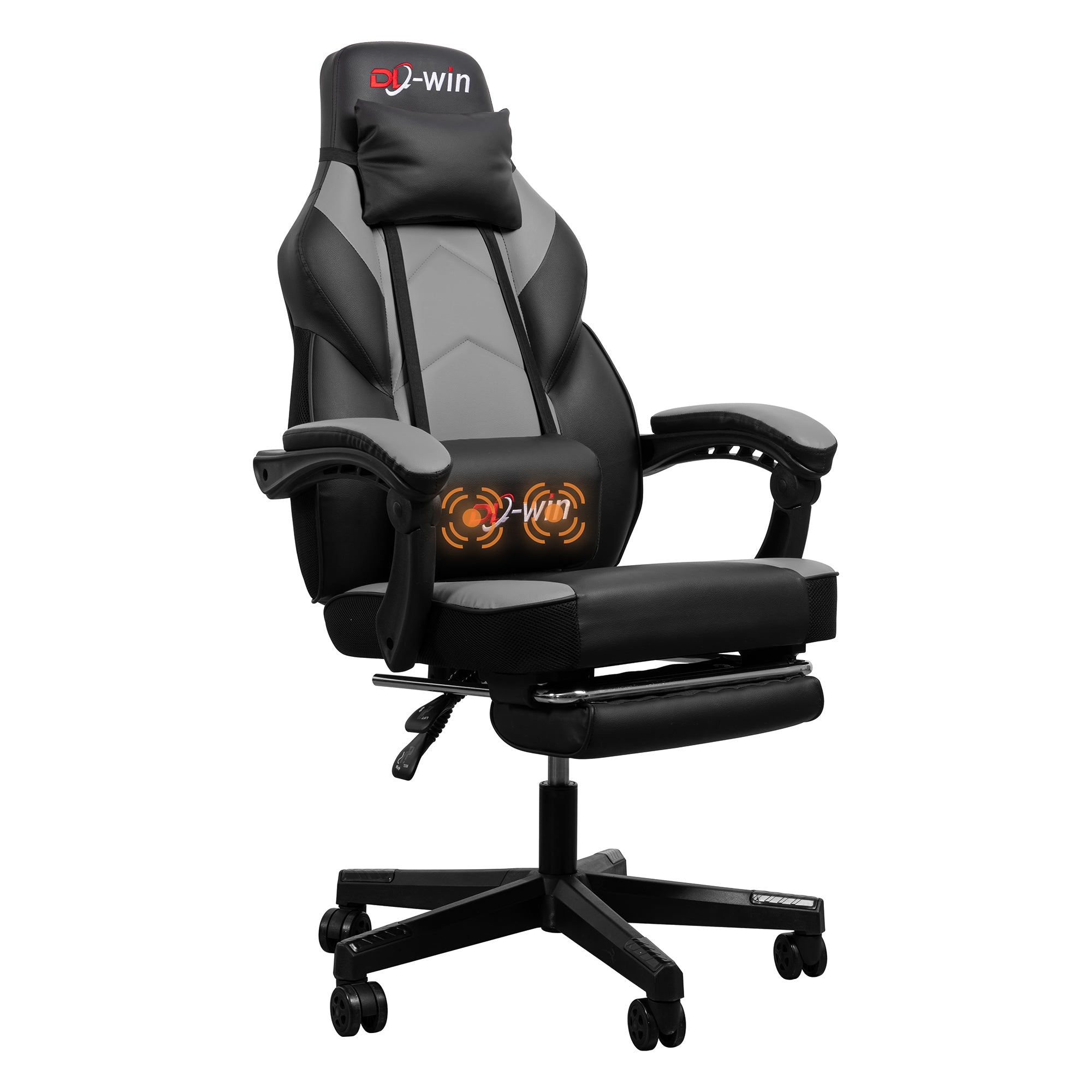 Gaming Chairs  Walsunny Gaming Chairs with Footrest, Massage Leather Game Chair for Adults Big and Tall Gamer Chair with Headrest and Lumbar Support with Ergonomic PU Leather  #color_grey