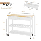 Walsunny 40¡®¡¯ Kitchen Island Storage & Bar Cart with Solid Wood Top#color_white (7278481473712)