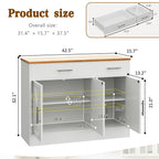 Vongrasig 43” Coffee Bar Cabinet, Farmhouse Buffet Cabinet with Storage, Sideboard Buffet with Drawers and Shelves for Kitchen