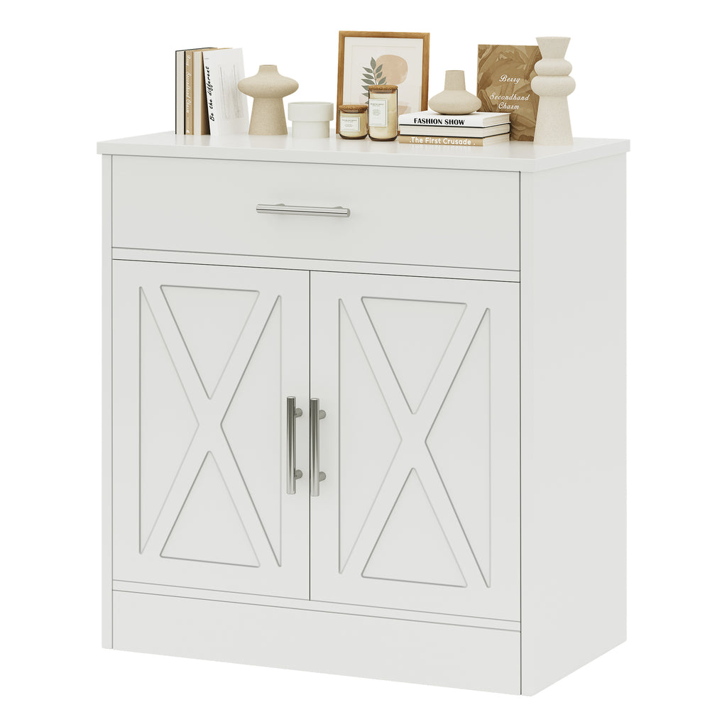 Vongrasig Farmhouse Coffee Bar Cabinet, Small Sideboard Buffet with Storage, Modern Kitchen Storage Cabinet with 1 Drawer and 2 Doors for Kitchen, Dining Room
