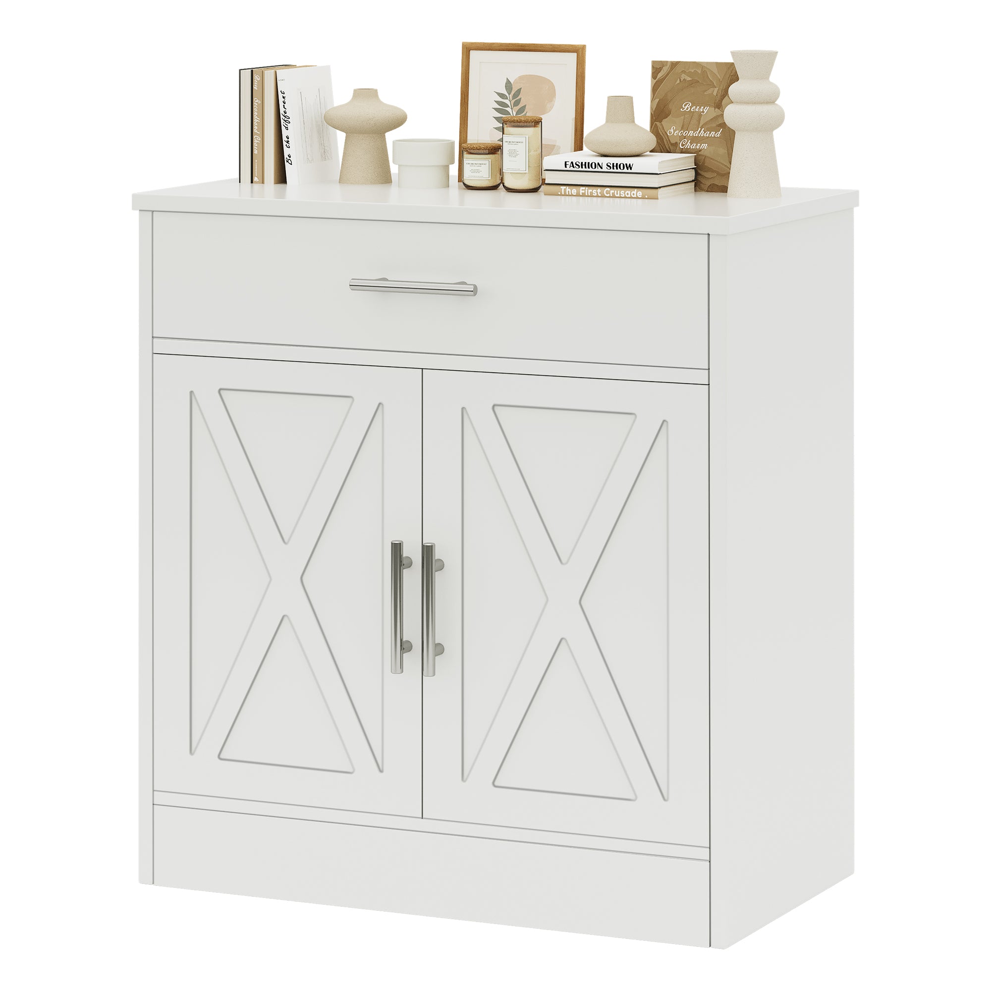 Vongrasig Farmhouse Coffee Bar Cabinet, Small Sideboard Buffet with Storage, Modern Kitchen Storage Cabinet with 1 Drawer and 2 Doors for Kitchen, Dining Room
