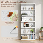 Vongrasig 6-Tier Open Bookshelf, Modern Wood Bookcase| 71" Tall Floor Standing Bookcase, Wood Display Storage Shelf for Home Office Living Room