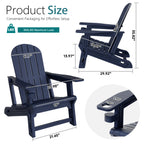 Vongrasig Adirondack Chairs Set of 2 with Removable Tabletop, Outdoor HDPE Plastic Fire Pit Chair Set with Wooden Textured, Cup Holder for Patio, Poolside, Deck, Garden