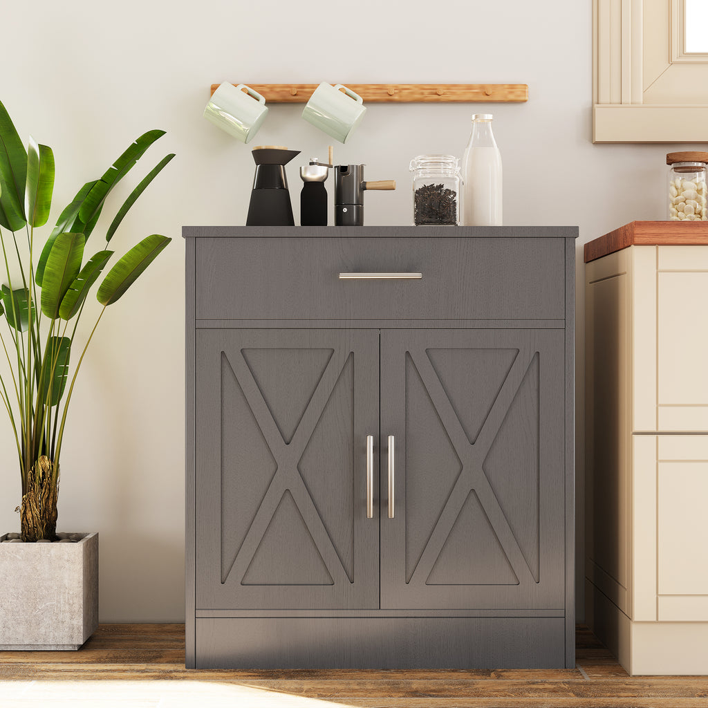 Vongrasig Farmhouse Coffee Bar Cabinet, Small Sideboard Buffet with Storage, Modern Kitchen Storage Cabinet with 1 Drawer and 2 Doors for Kitchen, Dining Room