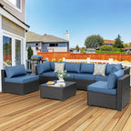Vongrasig Patio Furniture 7 Pieces Outdoor Sectional Sofa Set, Black Wicker