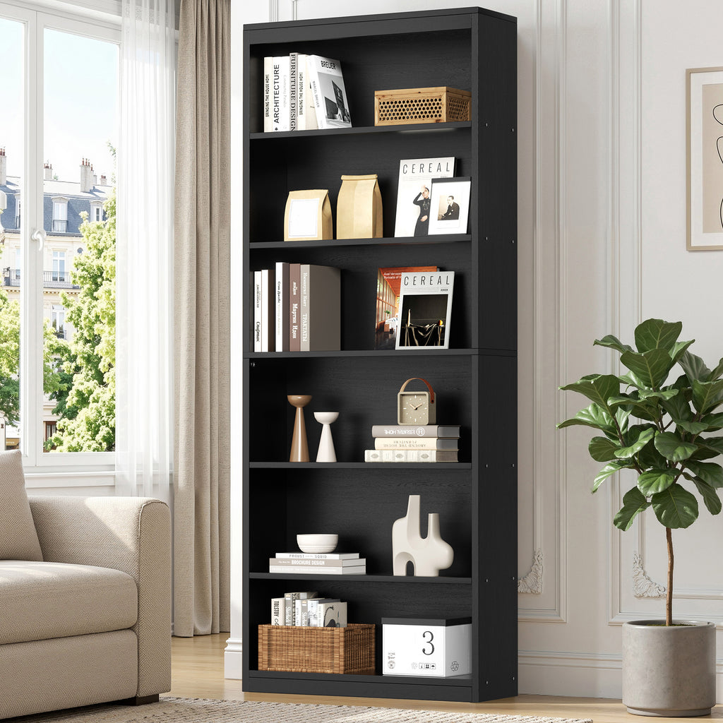 Vongrasig 6-Tier Open Bookshelf, Modern Wood Bookcase| 71" Tall Floor Standing Bookcase, Wood Display Storage Shelf for Home Office Living Room