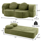 Vongrasig 77” Convertible Sofa Bed, Folding Boneless Couch, Floor Sofa 2-in-1 Curved Couch for Small Living Room, Apartment, Guest Room,