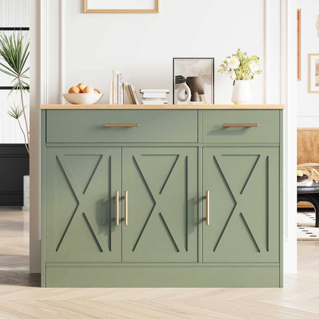 Vongrasig 43” Coffee Bar Cabinet, Farmhouse Buffet Cabinet with Storage, Sideboard Buffet with Drawers and Shelves for Kitchen