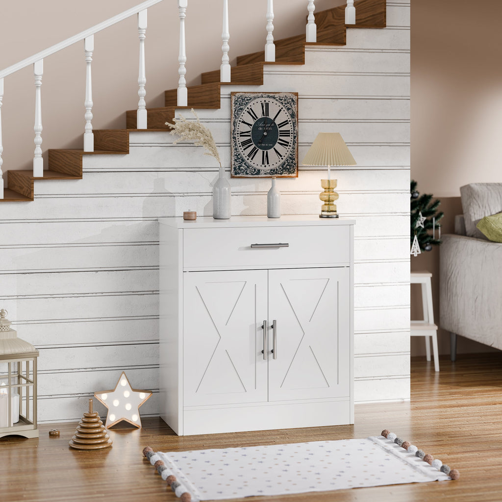Walsunny Kitchen Buffet Sideboard Cabinet with Adjustable Shelf,Wooden Storage Cabinet with 2 Doors and 1 Drawers,Modern Farmhouse Coffee Bar Cabinet with Storage for Kitchen/Living Room,Grey (7610077905072)