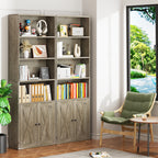 Vongrasig Farmhouse Bookcase with Doors & Storage, Tall 6-Tier Wood Bookshelf for Home Office Organization, Living Room Display, and Bedroom Storage Alternatives, 71-Inch Standing Shelf