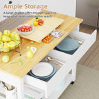 Walsunny 40¡®¡¯ Kitchen Island Storage & Bar Cart with Solid Wood Top#color_white (7278481473712)