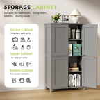 Vongrasig 42.6" Bathroom Storage Cabinet, Modern Floor Cabinet with Doors and Adjustable Shelves, Freestanding Accent Organizer Cupboard for Living Room, Entryway, Kitchen