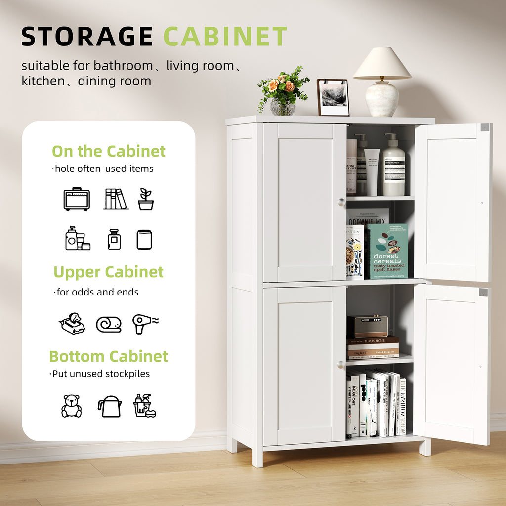 Vongrasig 42.6" Bathroom Storage Cabinet, Modern Floor Cabinet with Doors and Adjustable Shelves, Freestanding Accent Organizer Cupboard for Living Room, Entryway, Kitchen