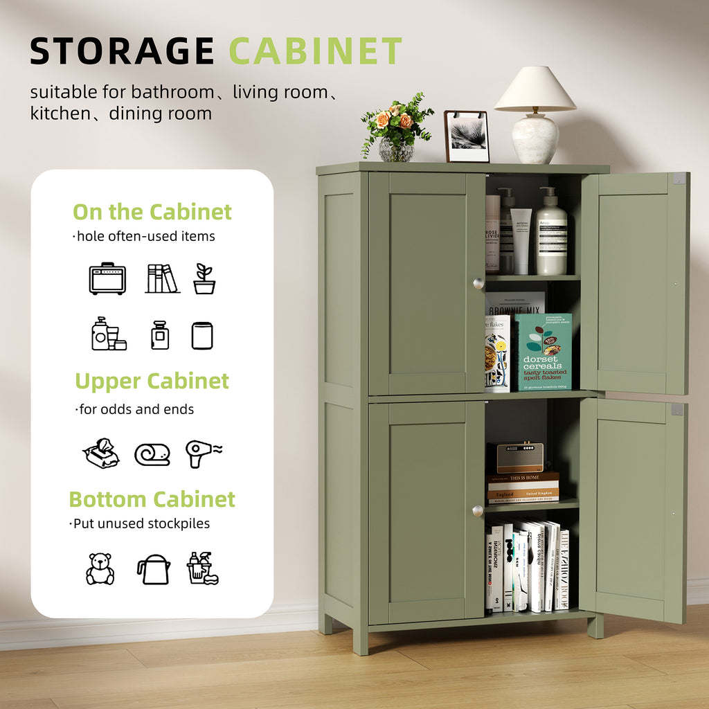 Vongrasig Bathroom Storage Cabinet, Modern Floor Cabinet with Storage, Adjustable Shelves, Freestanding Cabinet for Bthroom, Living Room, Entryway