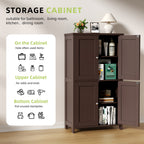 Vongrasig 42.6" Bathroom Storage Cabinet, Modern Floor Cabinet with Doors and Adjustable Shelves, Freestanding Accent Organizer Cupboard for Living Room, Entryway, Kitchen