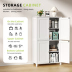 Vongrasig Bathroom Storage Cabinet, Modern Floor Cabinet with Storage, Adjustable Shelves, Freestanding Cabinet for Bthroom, Living Room, Entryway