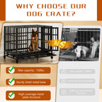 Vongrasig 38 Inch Heavy Duty Indestructible Dog Crate, Escape Proof Dog Cage Kennel with Lockable Wheels,High Anxiety Double Door Dog Cage,Extra Large XL XXL Crate Indoor for Large Dogs