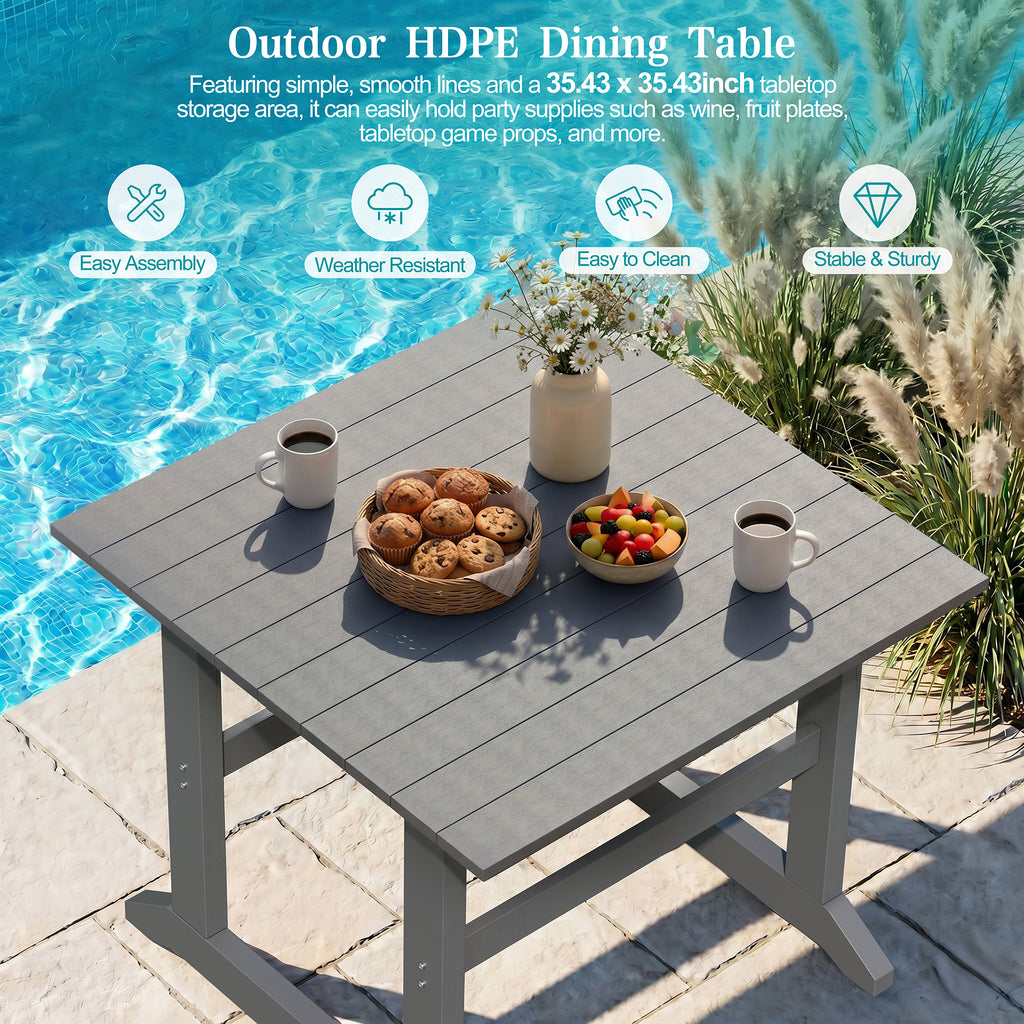 Vongrasig 5 Pieces Patio Dining Set, All Weather Outdoor HDPE Dining Furniture Set with Table and Chairs for 4, Garden Patio Furniture Set for Lawn, Backyard, Poolside