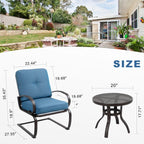 Walsunny 3-Piece Outdoor Bistro Set, Metal Frame#color_blue