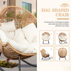 Vongrasig Outdoor Wicker Egg Chair PE Rattan Chair with Cushion, Oversized Patio Lounge Chair for Outdoor, Indoor, Balcony, Backyard, Garden
