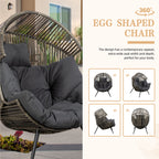 Vongrasig Outdoor Wicker Egg Chair PE Rattan Chair with Cushion, Oversized Patio Lounge Chair for Outdoor, Indoor, Balcony, Backyard, Garden