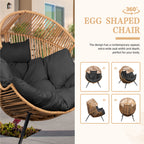 Vongrasig Outdoor Wicker Egg Chair PE Rattan Chair with Cushion, Oversized Patio Lounge Chair for Outdoor, Indoor, Balcony, Backyard, Garden