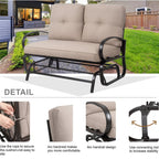 Walsunny 2-Seat Outdoor Rocking Loveseat With Fabric Cushions##color_beige