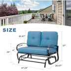 Walsunny 2-Seat Outdoor Loveseat With Fabric Cushions#color_blue