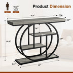 Vongrasig Console Table with Circle Base, Industrial Narrow Entryway Table with Storage, 4-Tier Wood Sofa Table for Living Room, Hallway