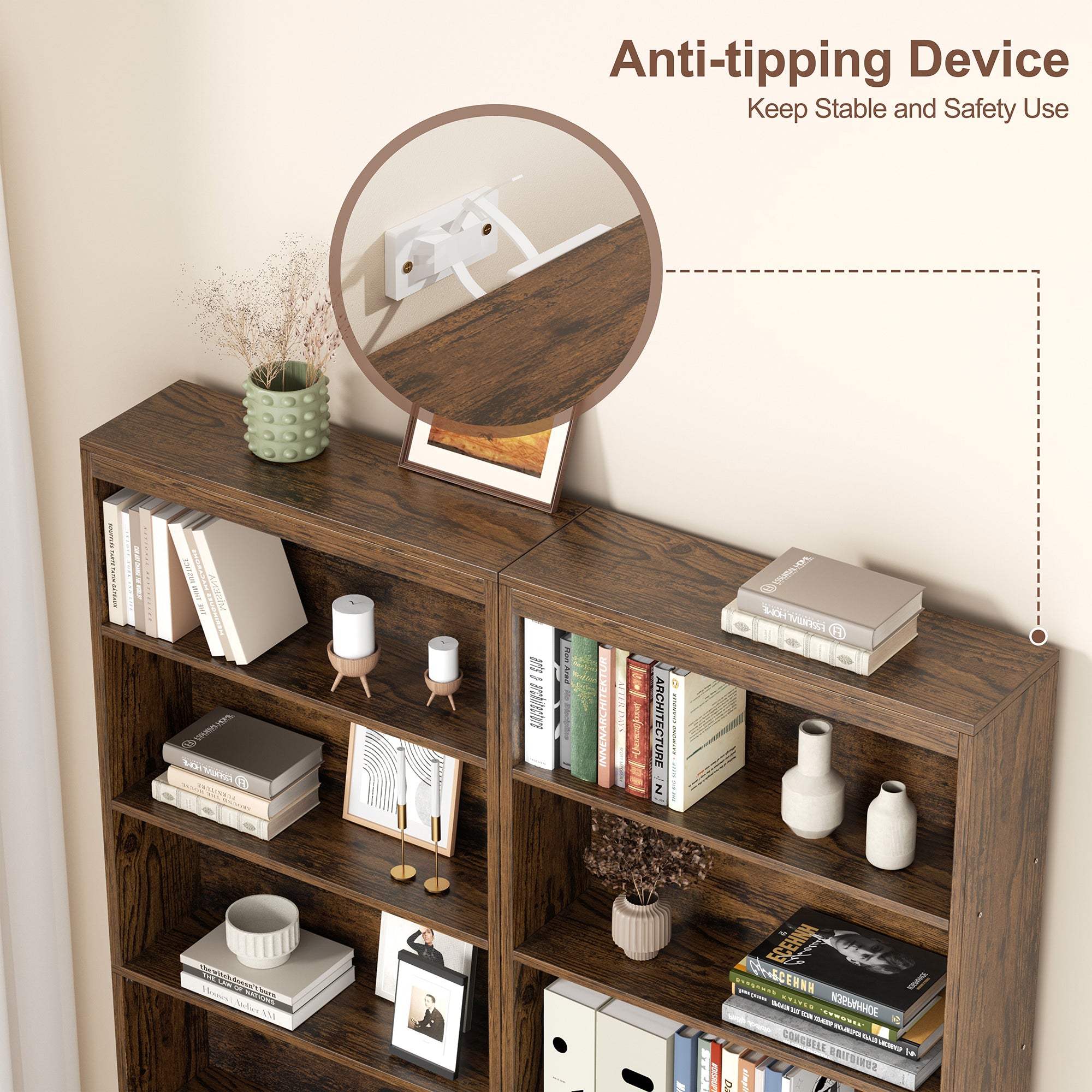Vongrasig 6-Tier Open Bookshelf, Modern Wood Bookcase| 71" Tall Floor Standing Bookcase, Wood Display Storage Shelf for Home Office Living Room