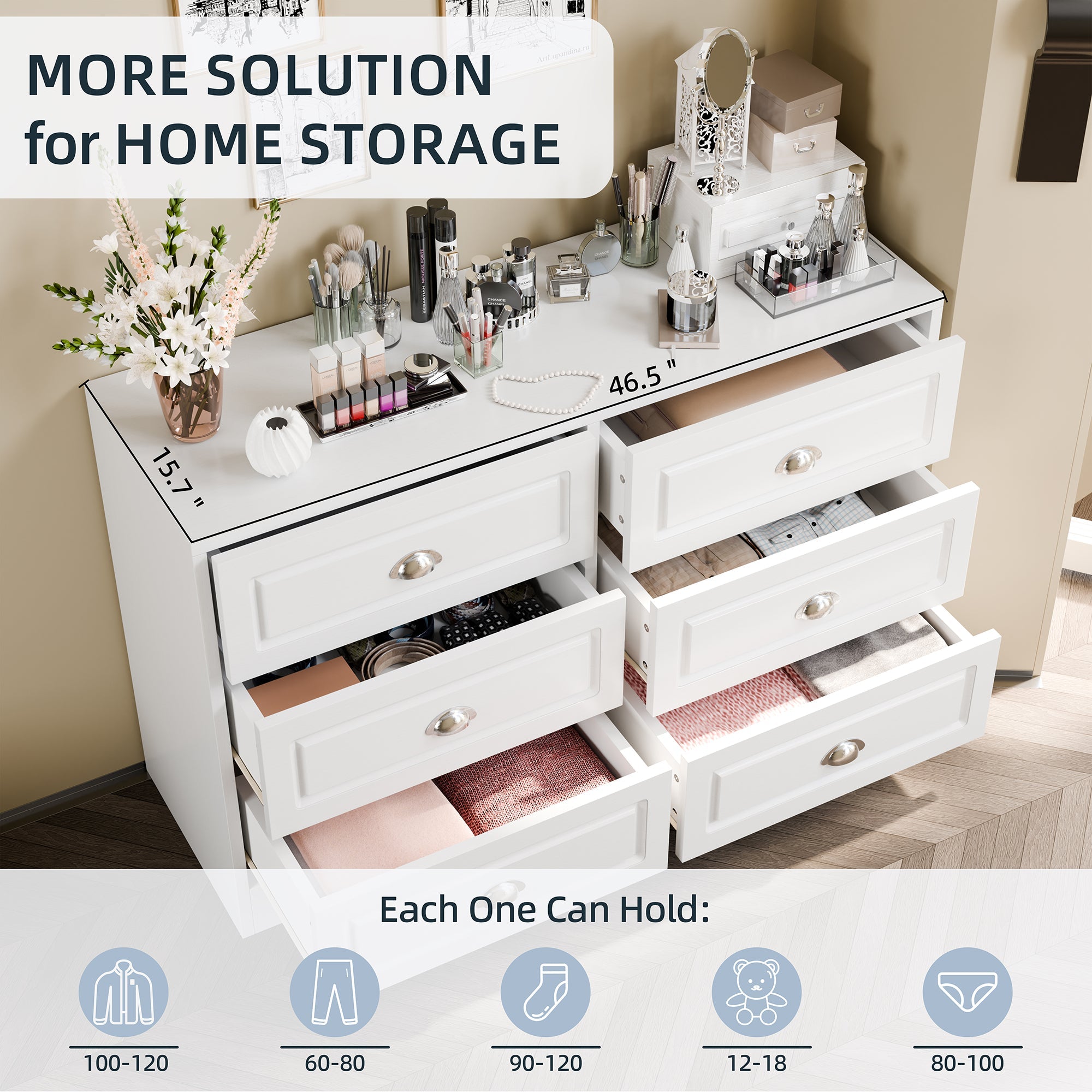Walsunny 9 Drawer Double Dresser Black Wooden Wide Chest of Drawers with Metal Handles Storage Organizer Dresser Nursery Dresser for Living Room Hallway (7504222027952)