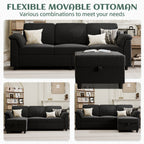 Vongrasig 79" Convertible Sectional Couches Sofa with Storage Ottoman, 3 Seat L Shaped Couch with Side Storage Pockage, Small Couches for Living Room, Apartment and Small Space