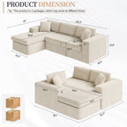 Vongrasig 105" Boneless Couches for Living Room, Sectional Couches Modular Sofa with L-Shaped Chaise, Memory Foam Comfy Cloud Couch with Plush Corduroy Fabric, No Assembly Required