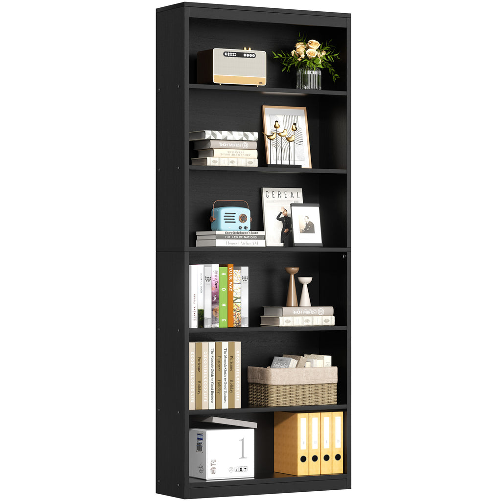 Vongrasig 6-Tier Open Bookshelf, Modern Wood Bookcase| 71" Tall Floor Standing Bookcase, Wood Display Storage Shelf for Home Office Living Room