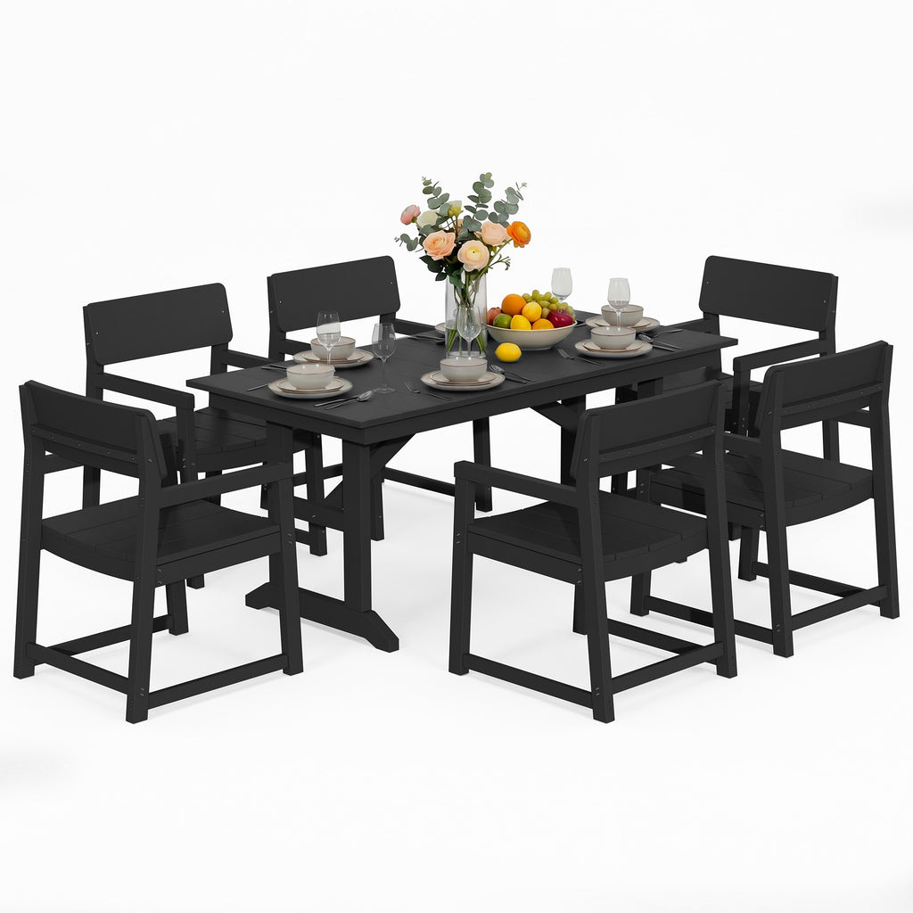 Vongrasig 5 Pieces Patio Dining Set, All Weather Outdoor HDPE Dining Furniture Set with Table and Chairs for 4, Garden Patio Furniture Set for Lawn, Backyard, Poolside