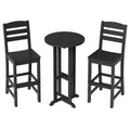 Vongrasig 3 Piece Patio Bar Set, All Weather HDPE High Bistro Stools Chair Set of 2 and Round Pub Bar Table, Outdoor High Top Patio Set for Lawn Garden, Balcony