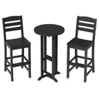 Vongrasig 3 Piece Patio Bar Set, All Weather HDPE High Bistro Stools Chair Set of 2 and Round Pub Bar Table, Outdoor High Top Patio Set for Lawn Garden, Balcony