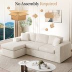 Vongrasig 105" Boneless Couches for Living Room, Sectional Couches Modular Sofa with L-Shaped Chaise, Memory Foam Comfy Cloud Couch with Plush Corduroy Fabric, No Assembly Required