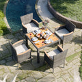Walsunny 5 Pieces/ 7 Pieces Patio Dining Set, Square Wood Table (7047179927728)