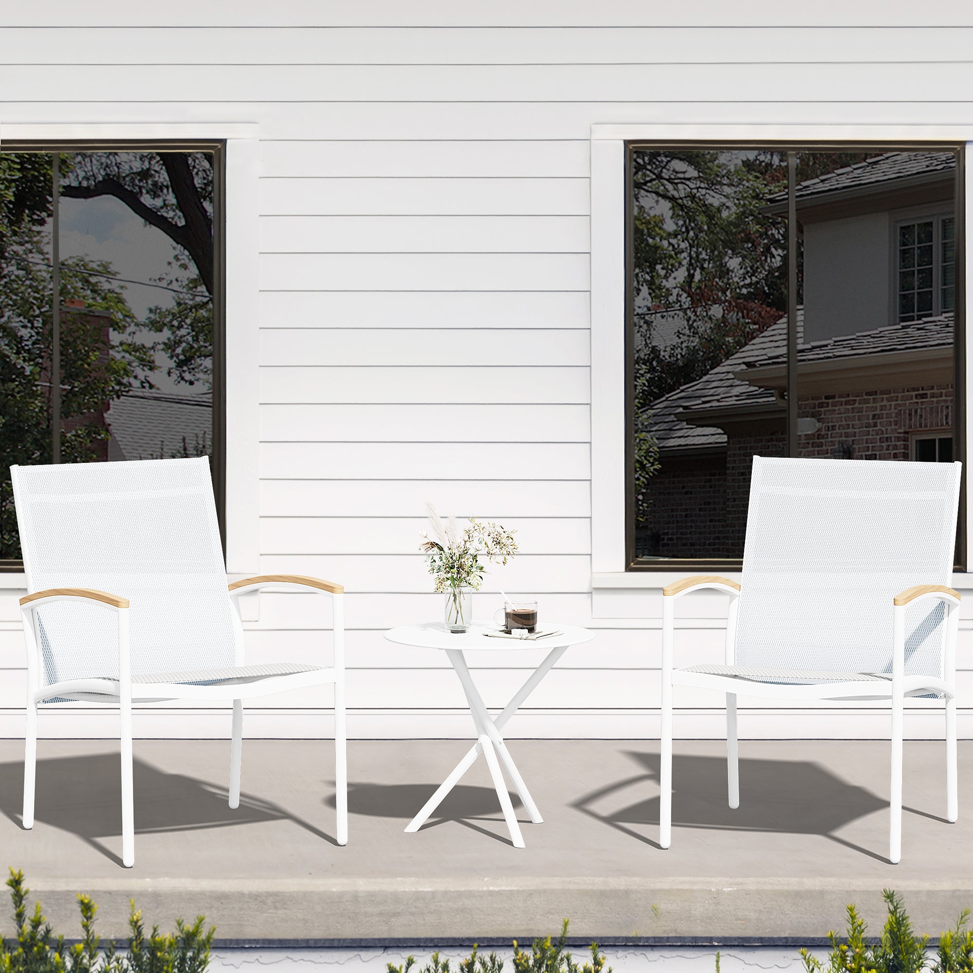 Vongrasig Patio Furniture 2 Pieces Outdoor Texilene Chair Sets