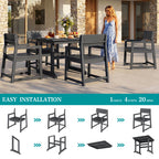 Vongrasig 5 Pieces Patio Dining Set, All Weather Outdoor HDPE Dining Furniture Set with Table and Chairs for 4, Garden Patio Furniture Set for Lawn, Backyard, Poolside