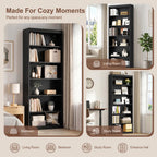 Vongrasig 6-Tier Open Bookshelf, Modern Wood Bookcase| 71" Tall Floor Standing Bookcase, Wood Display Storage Shelf for Home Office Living Room