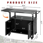 Vongrasig Outdoor Grill Cart, Patio Kitchen Island with Storage, Outdoor Bar Table BBQ Cart Pizza Oven Table with Foldable Stainless Steel Top & Wheels