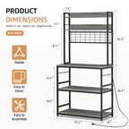 WALSUNY Kitchen Bakers Rack with Power Outlet  Coffee Bar Table 3Tiers