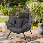 Vongrasig Outdoor Wicker Egg Chair PE Rattan Chair with Cushion, Oversized Patio Lounge Chair for Outdoor, Indoor, Balcony, Backyard, Garden